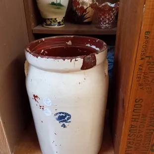 Old crock, Australian fruit crate.