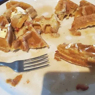 Bacon Waffle with side of ham, delicious