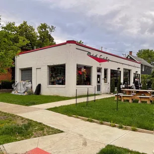 the front of the building