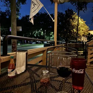 Enjoying the deck beside oak-covered Banks