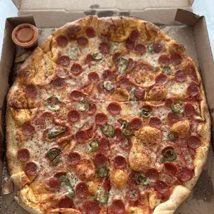 Pepperoni and jalapeños
