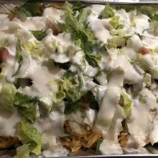 New York City Finest Mid-East Halal Chicken Over Rice with White Sauce