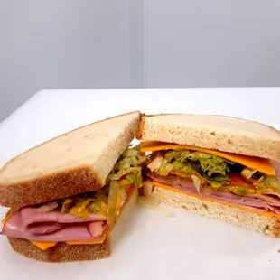 a half eaten sandwich