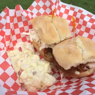 pulled pork sandwich and coleslaw