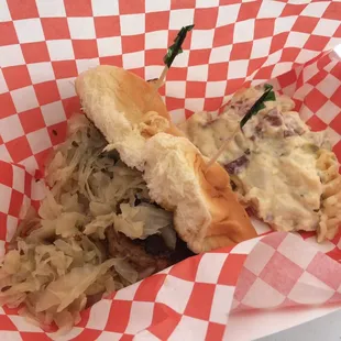 a sandwich with sauerkraut and sauerkraut