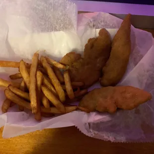 4.50 for fries and 6.75 for 3 chicken fingers. Talk about a rip off. NOT WORTH THE MONEY! Soooo disappointed!