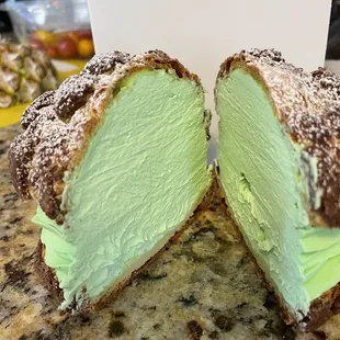 Seasonal cream puff cut open!! Ahh!