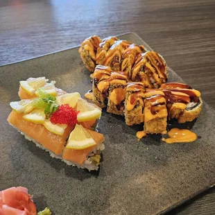 Green salmon roll and hurricane roll. 10 out of 10!!