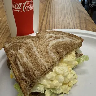 Half egg salad sandwich.