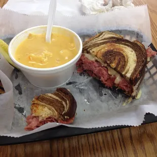 Beer cheese soup and Reuben. Sorry for bad photo, I already ate half.