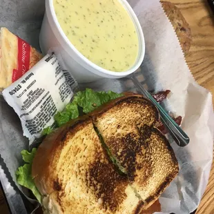 BLT and broccoli cheddar soup