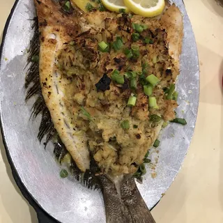 Stuffed Broiled Whole Flounder (w/Bones)