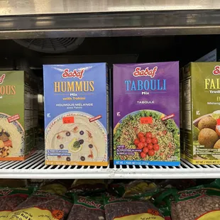 Hummus mix , flafel mix   Tabouli mix , couscous