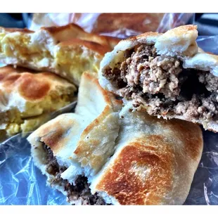 StaffedPies!Meat(GrandBeefOnionsBlackPepper) EggCheese(EggsFetaCheeseMozzarella). Middle East Bakery &amp; Grocery. Andersonville!Cool!