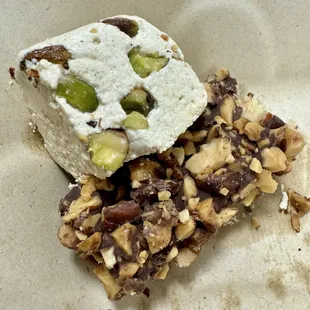 Pistachio and chocolate halva's. Decadent, yet not too heavy, &amp; just the right amount of sweetness. Get this!