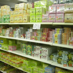 a variety of goods on shelves