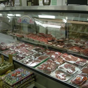 meat in a display case
