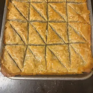 a tray of baklaa