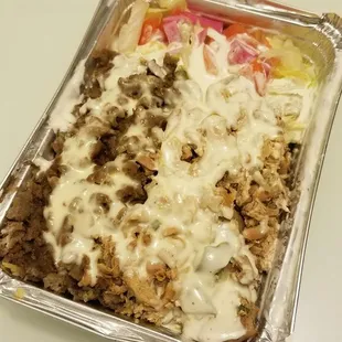 Combo rice platter:  mix lamb and chicken- $6