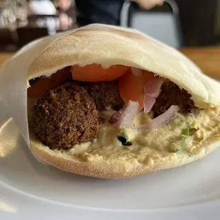 Falafel pita with hummus instead of tahini