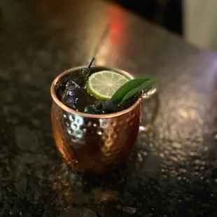 Blueberry basil Moscow mule