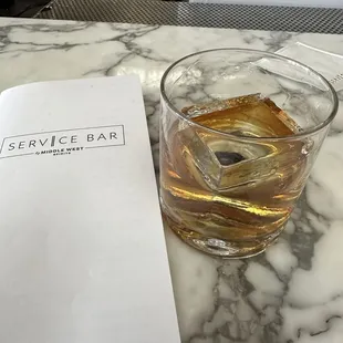 Rye whiskey over ice