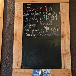 Events board.