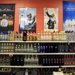 shelves of liquor