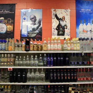 shelves of liquor
