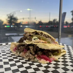 Beef Shawarma sandwich - you can see all that flavor!