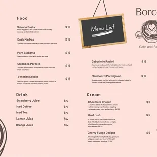 a menu for a coffee shop