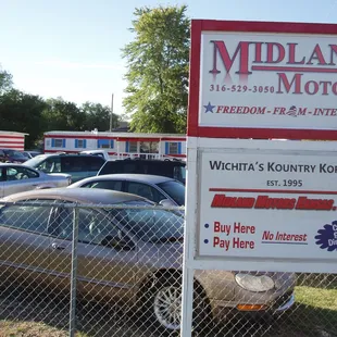 Midland Motors on Wichita's Kountry Korner - Home of Zero Interest Buy Here Pay Here financing for 20 years.
