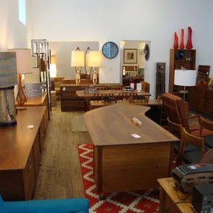 Front display room, view looking from the front window to the back.