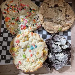 a variety of cookies in a box