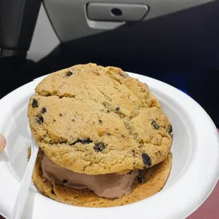 Vegan Cookies and Cream Cookie Sandwich with Vegan Chocolate Half Pint (made with coconut milk)