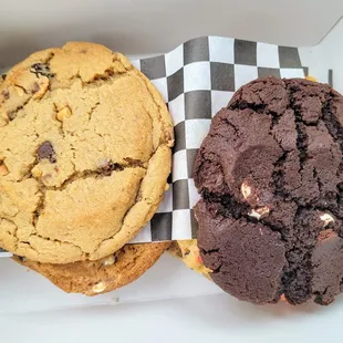 Chocolate Chip Peanut Butter and Double Chocolate