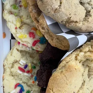 a variety of cookies in a basket