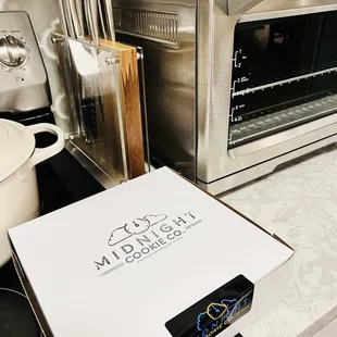 a box of cookies on a kitchen counter