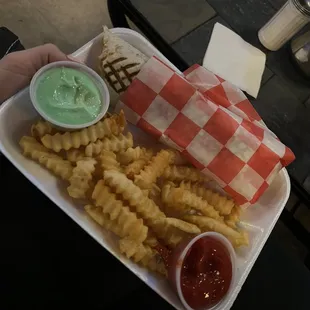 Chicken Shawarma Sandwich and Fries