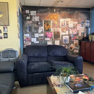 a living room with a couch and a coffee table