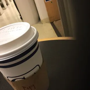 a cup of coffee on a table