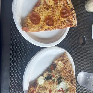 Pepperoni slice and white slice