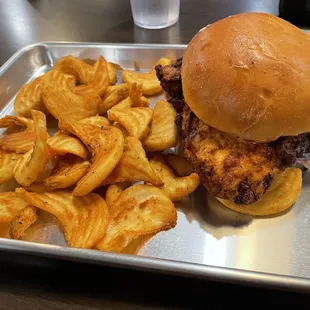 Chicken Sandwich with fries. A heads up a bit spicy. But so good.