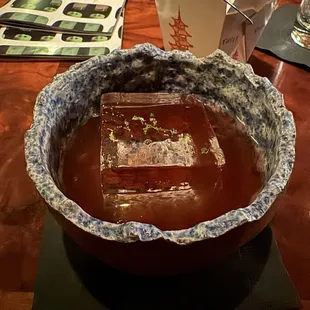 a bowl of soup on a table