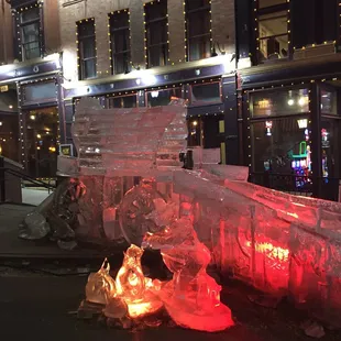 Ice sculpture out front during the Ice Festival.