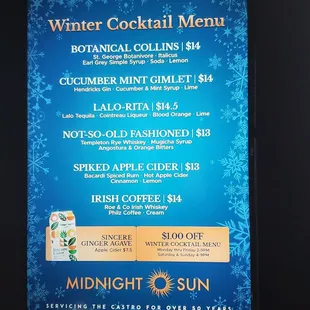 Drink menu