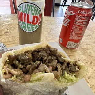 Carne asada burrito with plenty of meat