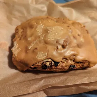 Currant scone with coffee glaze