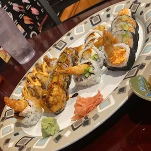 California Roll, Chandler Roll, Spicy Dragon Roll, Vegas Roll