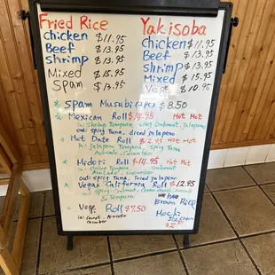 a menu for fried rice